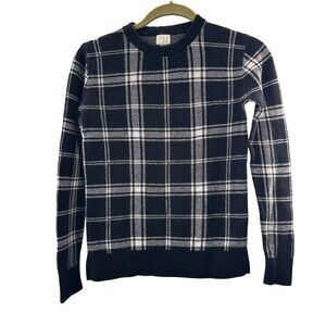 A New Day Classic Black & White Plaid Knit Crew Neck Sweater XS Target Christmas